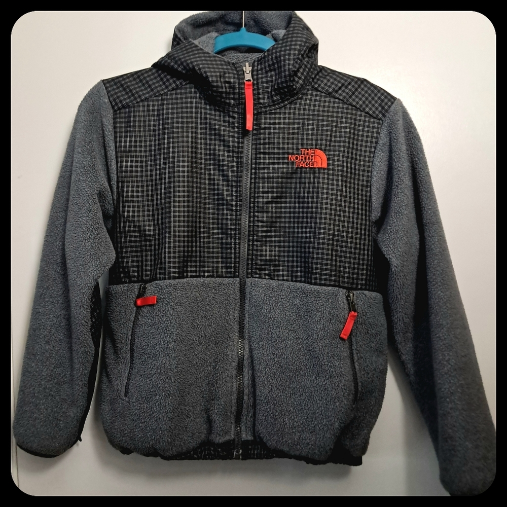 The North Face TNF Denali Polartec Fleece Boys Youth Hooded Full Zip Jacket M